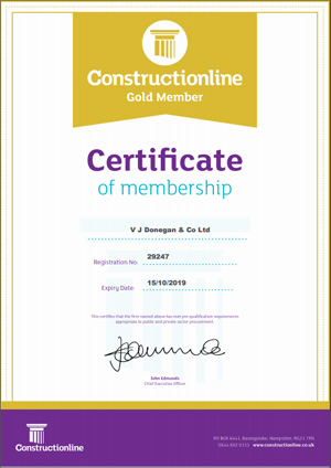 Constructionline Gold Member - Certificate of Membership