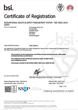 BSI certificate of registration - ISO 45001:2018